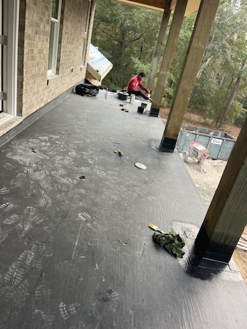 EPDM waterproofing membrane on a covered Carolina Beach deck