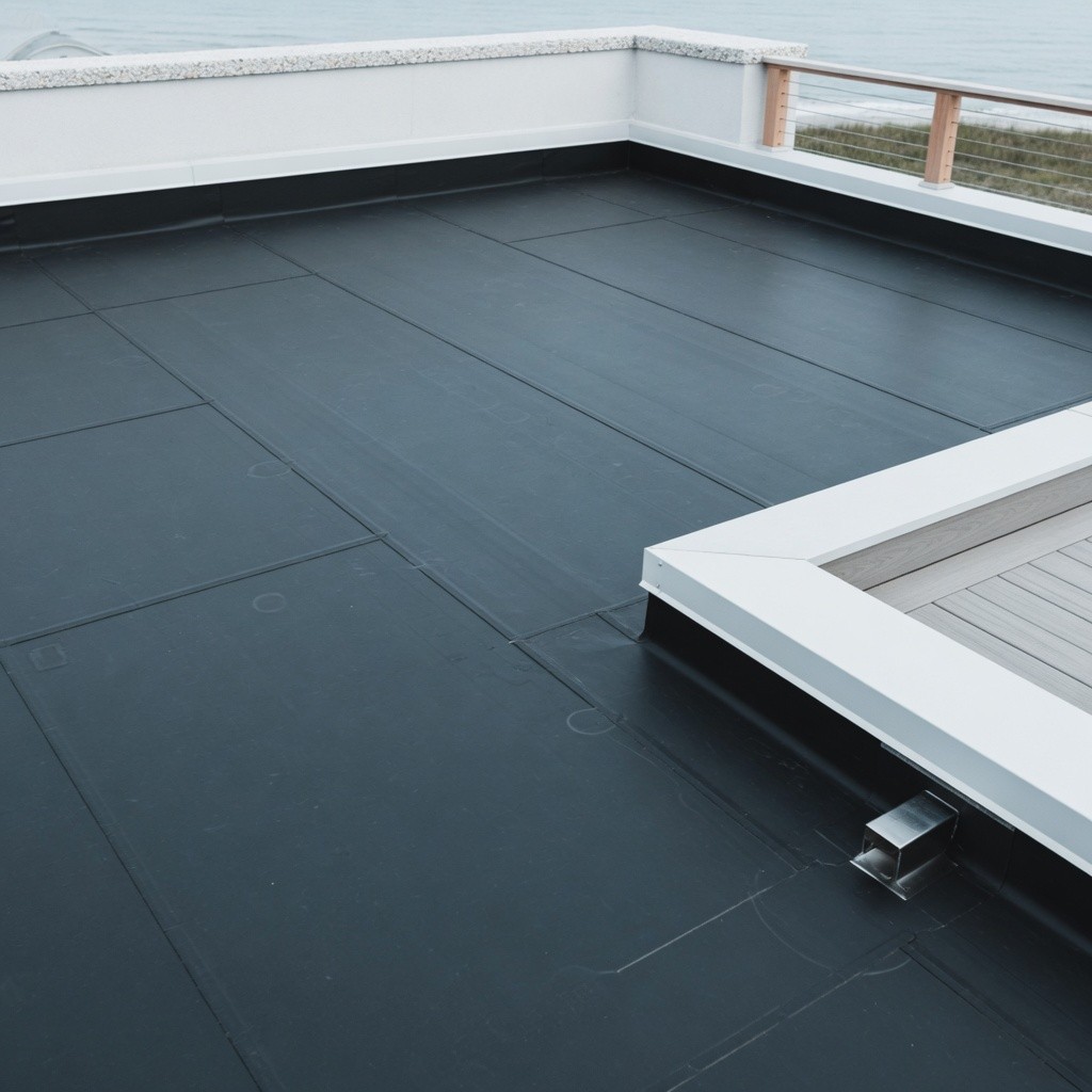 Finished black EPDM flat roof