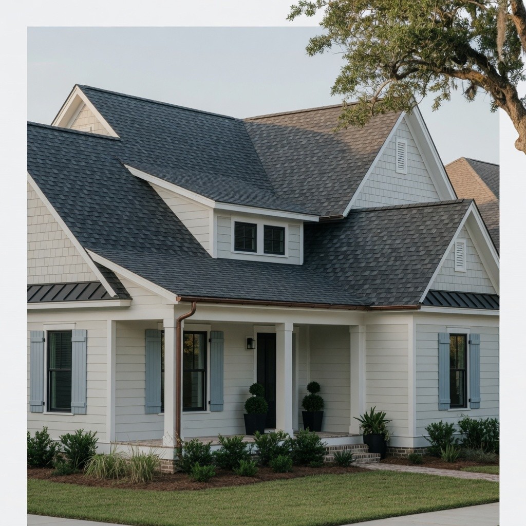 Finished residential shingle roof